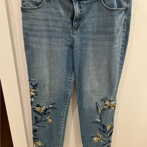 Chico skinny leg floral embroidered jeans